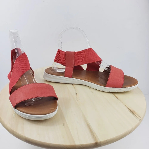 Corso Como Tanyah Sandal Size 10 Coral Red Asymmetrical Elastic Straps Slip on - Picture 8 of 16